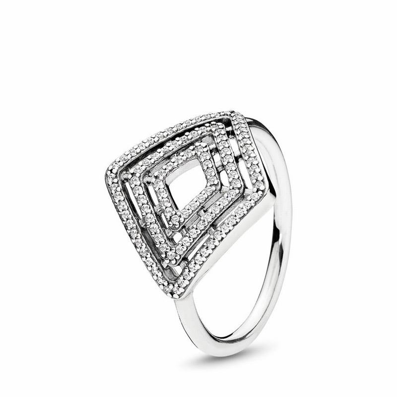 Pandora Geometric Lines Statement Ring Ireland - Sterling Silver/Cubic Zirconia - 086145JHA